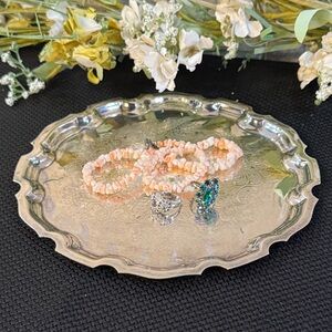 Vintage Silverplate Round Tray Trinket Dish Serving Tray EPNS Made in England